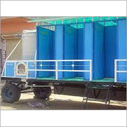4 Seater Mobile Toilet Van - Stainless Steel, White and Blue Design | Robust, Hygienic, Eco-friendly, Easy Mobility