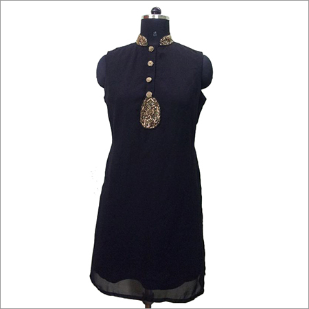 Black Kurti With Embroidered Kuta Patti Neck