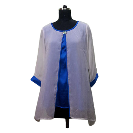 Kurti with White Upper & Blue Inner