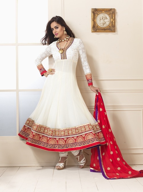 White Anarkali Suit
