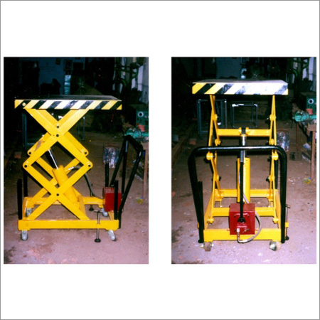 Portable Scissor Lift - 1000 kg Capacity | Portable, Low Noise, Eco-Friendly, Manpower Operated, Easy Material Transport and Lifting