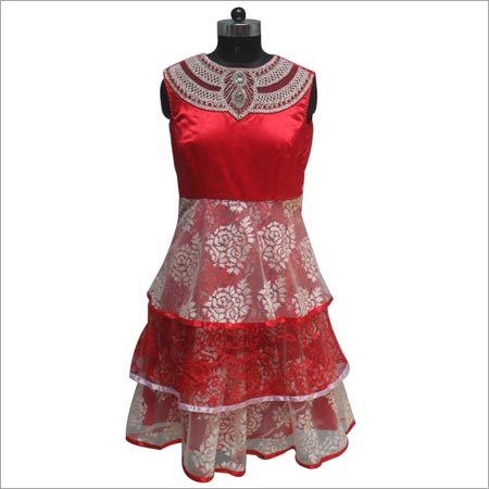 Designers Kurtis - Silk Net, Knee-Length, Red | Beading Embellishments, Elegant Design, Comfortable Fit, Stylish A-line
