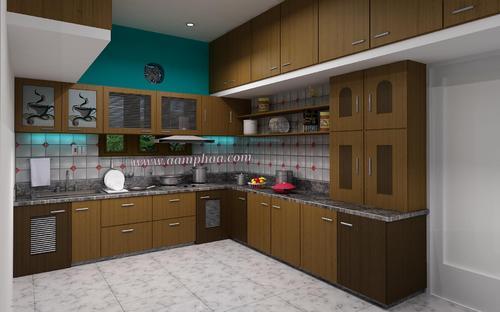 Teak Wood Colour Kitchen Images