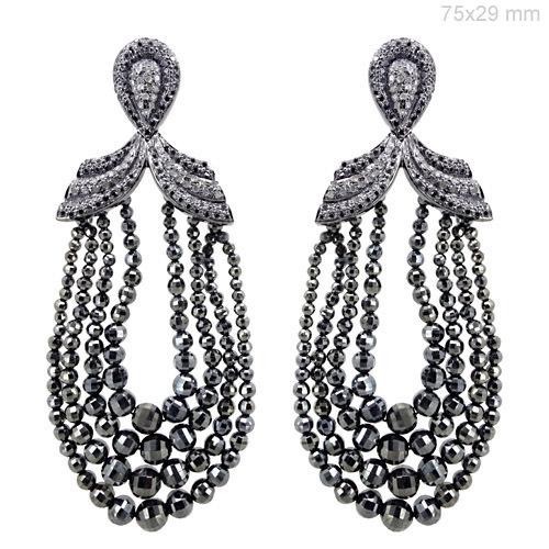 Diamond Pave Spinel Multi Layer Dangle Earrings