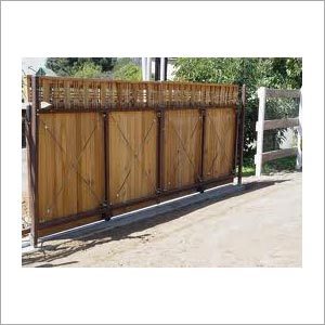 Collapsable Gate - Wood and Metal, Variable Dimensions, Natural Finish | Easy Storage, Space Saving, Durable Design, Secure Closure, Sliding Ground Mount