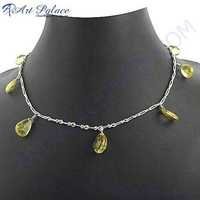 Yellow Citrine Beads Necklace Jewelry For Women's, Beaded Jewelry
