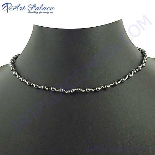 Jewelry Fashion Gunmetal Silver Necklace Wholesale India, Beaded Jewelry By ART PALACE