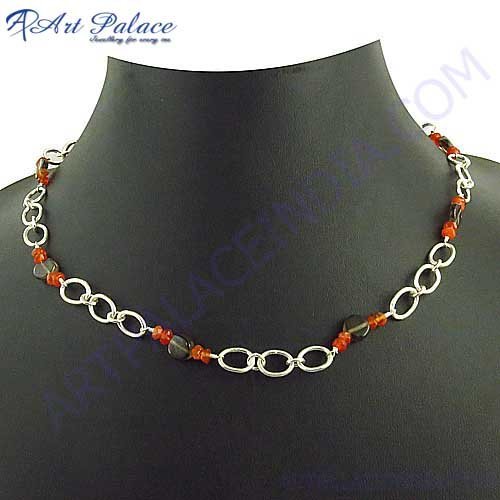 High Quality Special Red Onyx &Smokey Quartz Beads Necklace Jewelry