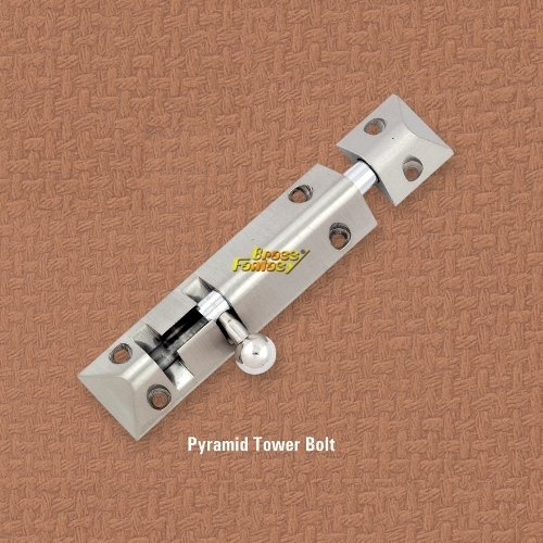 Pyramid Tower Bolt - Brass, 4-12 Inch Sizes, Silver Polish Finish | Suitable for Doors, Windows, Cupboards, Warranty Included