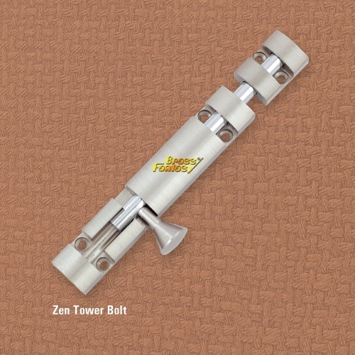 Zen Tower Bolt - Brass, Sizes: 4 to 24 Inch, Color: Silver, Polished Finish, Durable Design, Easy Mounting, Warranty Included