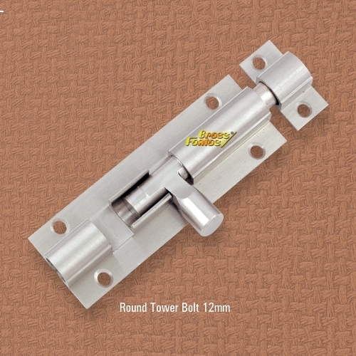 Round Tower Bolt - Brass Material, 12MM Size, Available in Multiple Finishes | Smooth Movement, Accurate Dimensions for Locking Doors & Windows