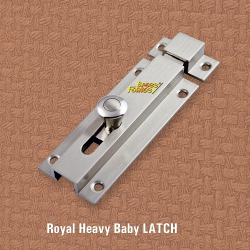 Brass Royal Baby Latch - Heavy Duty, 3 Inch & 4 Inch Sizes | Polish Finish, Silver Color, Durable Brass Material for Safety & Privacy