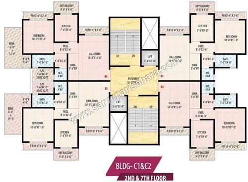 Building C1 & C2 : 2nd & 7th Floor Plan