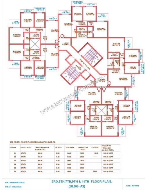 Building A2: 3rd,5th,7,9,11th Floor Plan