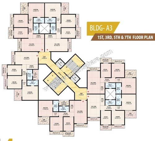 Building A3: 1st,3rd,5th,7th Floor Plan