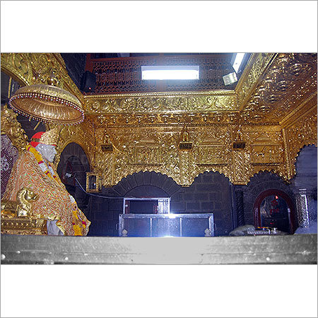 Shirdi Sai Baba Sanctum Sanctorium & Simhasanam with Gold Mulam Work (Side)