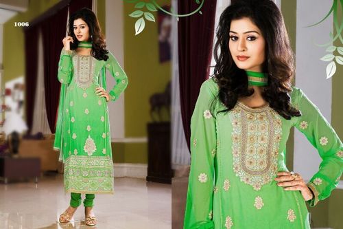 Georgette Salwar Kmaeez - Soft Georgette, Green, Embroidered | Elegant Design, Comfortable Fit, Stylish Look, Perfect Stitching