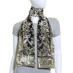 Pale Green Damask Motif Velvet Scarf