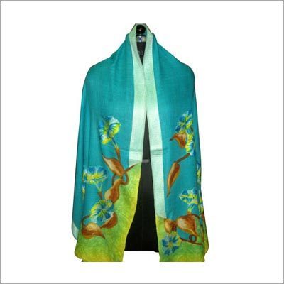 Silk Woolen Stoles - Silk Wool, 70x180 cm, Teal | Soft Texture, Hand-Painted Finish, Lightweight Durable Fabric