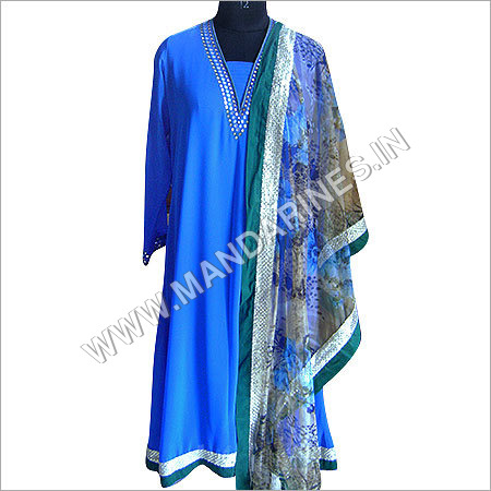 Blue Georgette Mirror work Suit