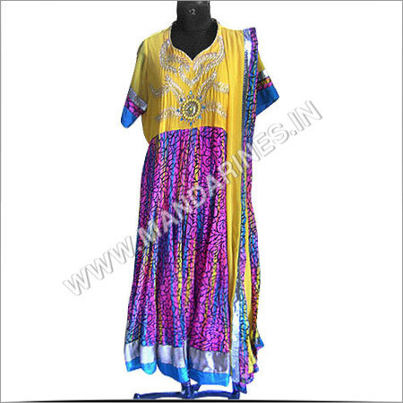 Plain and print combination Anarkali