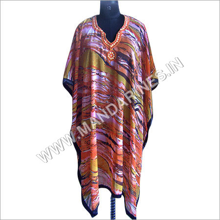 Orange & Black Printed Kaftan
