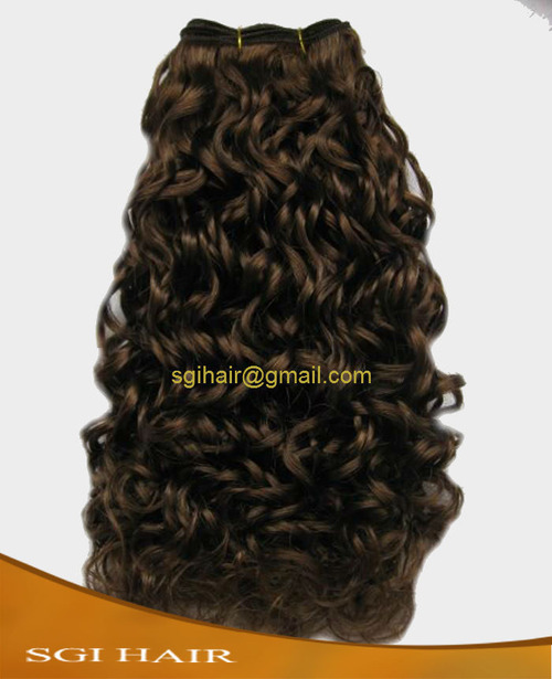 Curly Machine Weft Remy Hair - Human Hair, Dark Brown | Soft, Lightweight, Shiny, Tangle-Free, Natural Look, Trendy Style, Easy to Attach