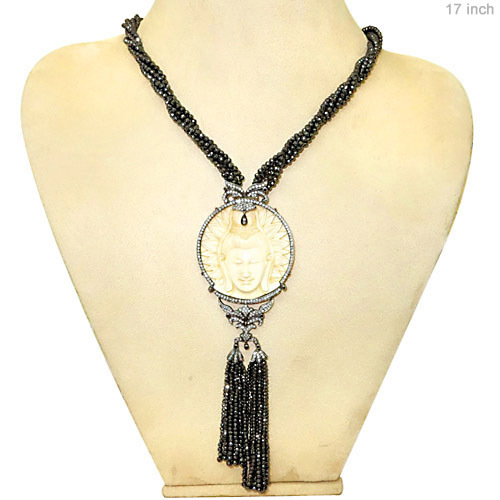 Buddha Carving Tassel Pendant Necklace