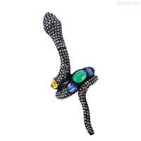 Multi Gemstone Diamond Pave Animal Ring