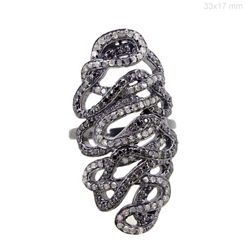 Pave Diamond Fashionable Silver Ring
