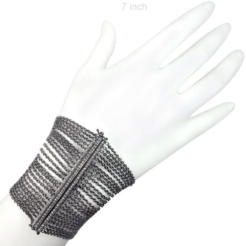 Silver Diamond Pave Openable Bracelet