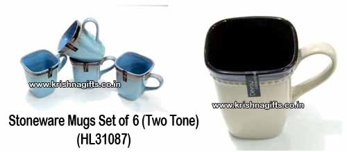Stoneware - Mug Set of 6 TwoTone