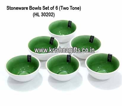 Stoneware - Bowl Set of 6 Two Tone