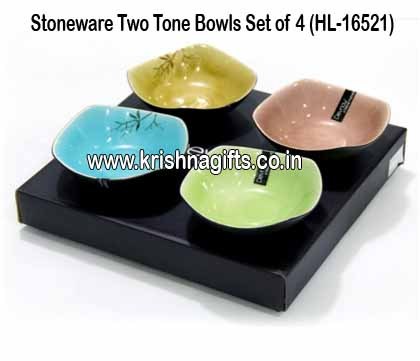 Stoneware - Bowl Set of 4 TwoTone