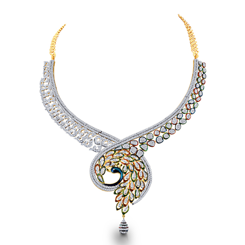 Dazzling Diamond Peacock Necklace