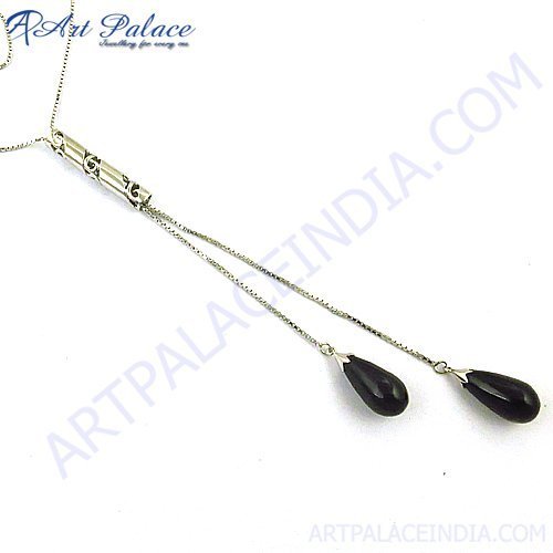 2013 Latest Fashion Black Onyx Drop Style Necklace, Beaded Jewelry