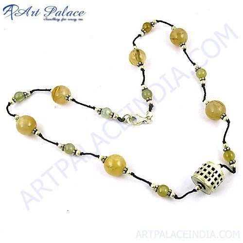 Natural Gemstone & Beads In Silver Necklace Jewelry Manufacturing, 925 Sterling Silver Jewelry