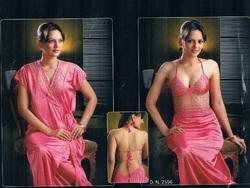 Pink Satin Two Pcs Nighty