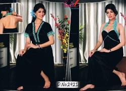 Satin Nightgown Set - Sleeveless Design, Black Color, Luxurious Plain Fabric for Women