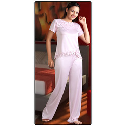 Pink Ladies Night Suit With Lace