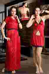 Red Two Pcs Nighty For Bridal Wear