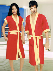 Maroon And Cream Bathrobe