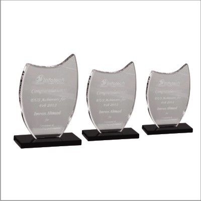Acrylic Trophies - Acrylic, Three Sizes, Clear Color | Elegant Design, Black Base, Award Recognition