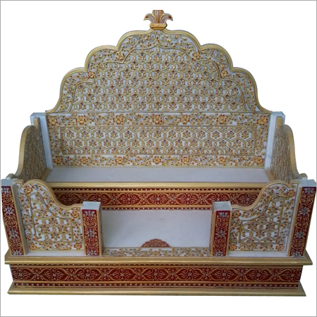 White Marble Emboss Work Sihasan