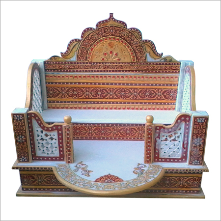 White Marble Emboss Work Sihasan