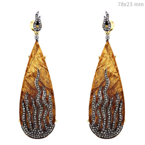 Cocktail Diamond Pave Gold Silver Earrings