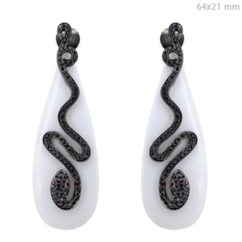 Bakelite Silver Diamond Dangle Earrings