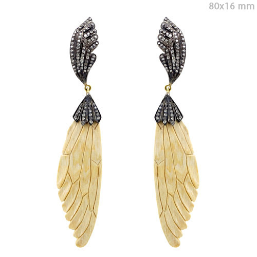 Gemstone Carving Diamond Pave Earrings