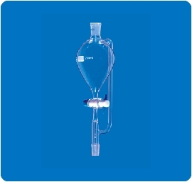 Pressure Equalising Funnel, Pear Shape with PTFE Key Stopcock & cone.