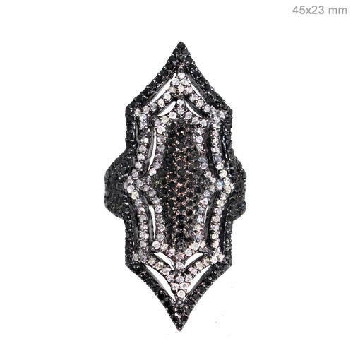 Pave Diamond Silver Armour Ring